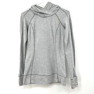 Lululemon Athletica Think Fast Hoodie Women’s Size 4 Space Dye Gray White Stripe